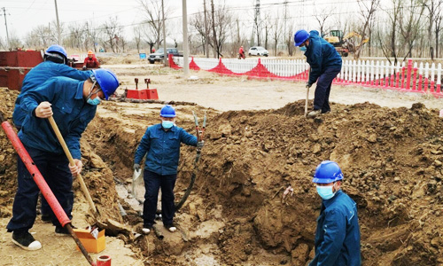 2021年3月12日，10kV楊家線五甲王支線2—3號(hào)桿電纜搶修工程施工現(xiàn)場(chǎng)